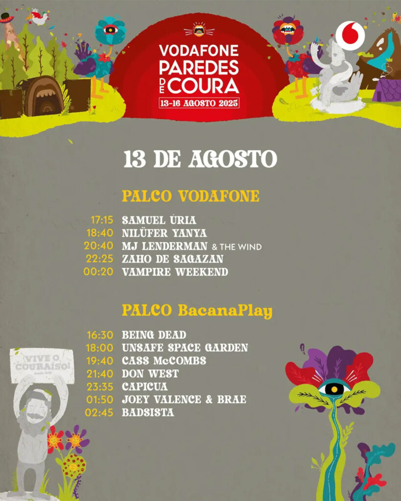 Vodafone Paredes de Coura, Vodafone Paredes de Coura 2025, Deus Me Livro, Ritmos, Horários,