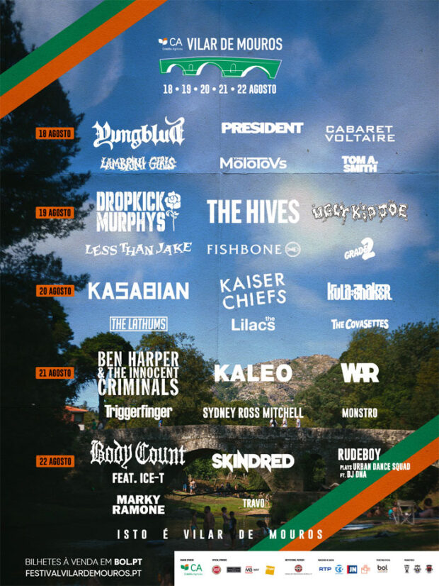 The Molotovs, Tom A. Smith, The Lilacs, The Covasettes, Sydney Ross Mitchell, Rudeboy Plays Urban Dance Squad ft. DJ DNA, MONSTRO, Travo, CA Vilar de Mouros, CA Vilar de Mouros 2026, Festival, Deus Me Livro, Horários,